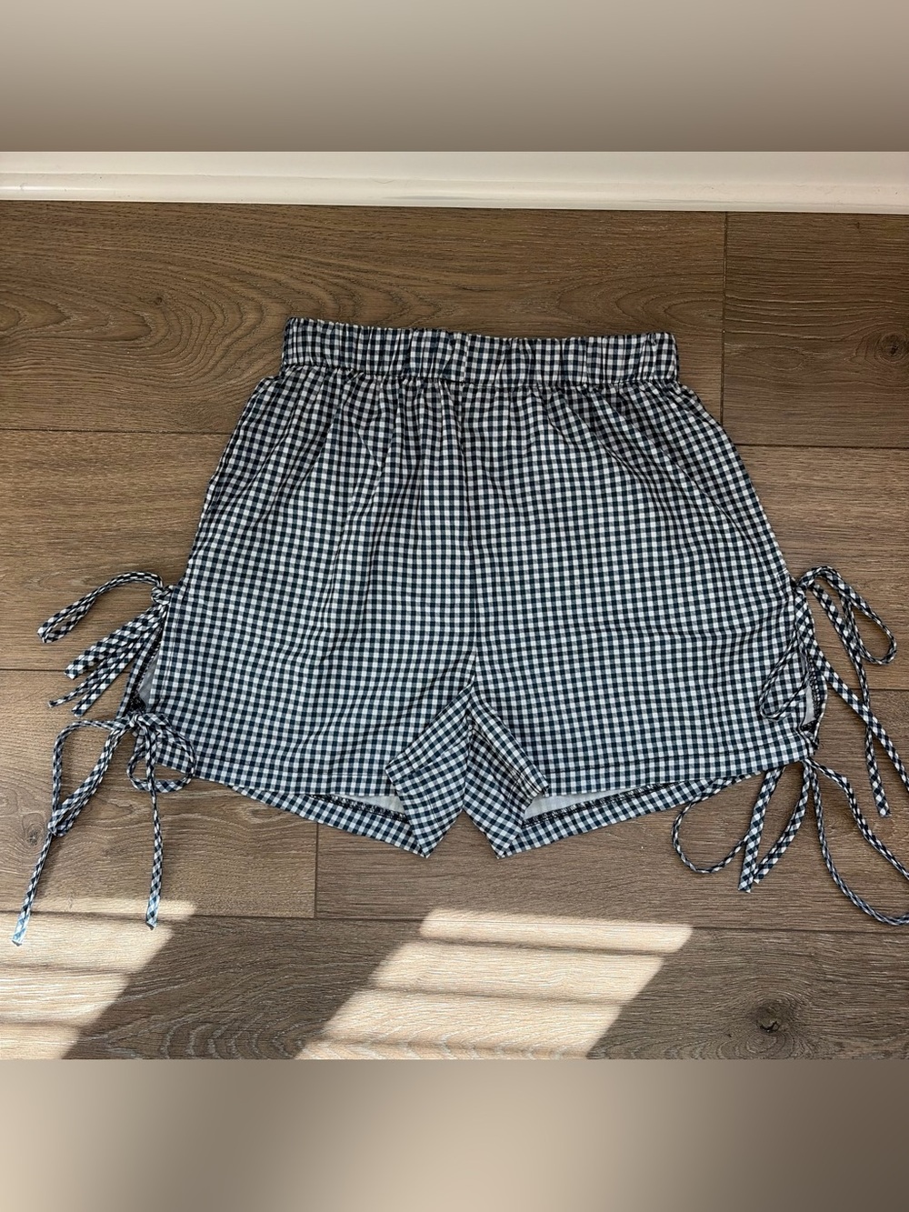 Commense Gingham Drawstring Navy and White Shorts